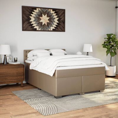 vidaXL Box spring postel s matrací cappuccino 140x200 cm umělá kůže