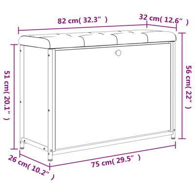 vidaXL Botníková lavice s výklopnou zásuvkou kouřový dub 82x32x56 cm