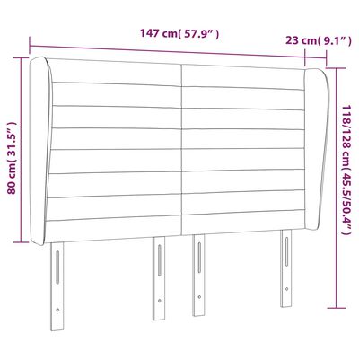 vidaXL Čelo postele typu ušák růžové 147x23x118/128 cm samet