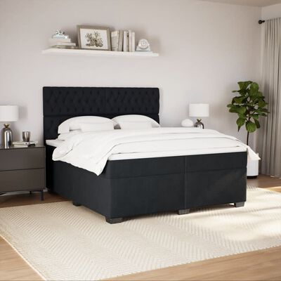 vidaXL Box spring postel s matrací černá 200x200 cm samet