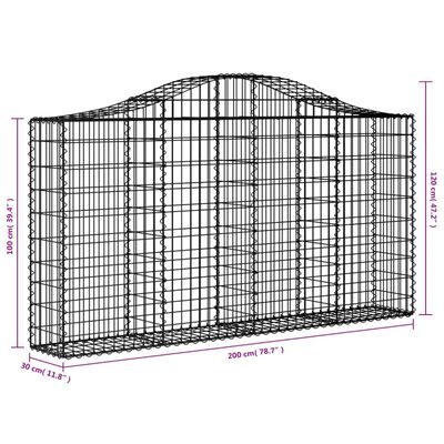 vidaXL Klenuté gabionové koše 9 ks 200x30x100/120cm pozinkované železo