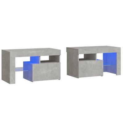 vidaXL Noční stolky 2 ks s LED osvětlením betonově šedé 70x36,5x40 cm