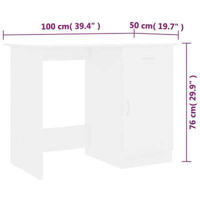 vidaXL Psací stůl bílý 100 x 50 x 76 cm dřevotříska