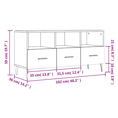 vidaXL TV skříňka bílá s vysokým leskem 102x36x50 cm kompozitní dřevo