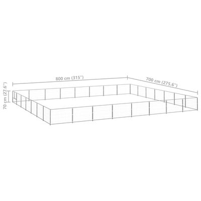 vidaXL Psí kotec stříbrný 56 m² ocel