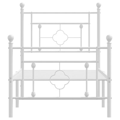 vidaXL Kovový rám postele s hlavovým a nožním čelem bílý 80 x 200 cm