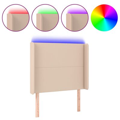 vidaXL Čelo postele s LED cappuccino 103 x 16 x 118/128 cm umělá kůže