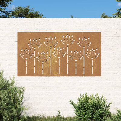 vidaXL Zahradní nástěnná dekorace 105 x 55 cm cortenová ocel Květina