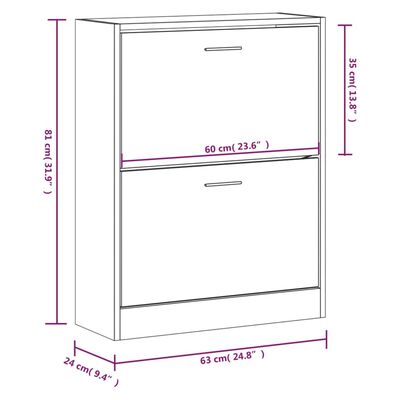 vidaXL Botník hnědý dub 63x24x81 cm kompozitní dřevo