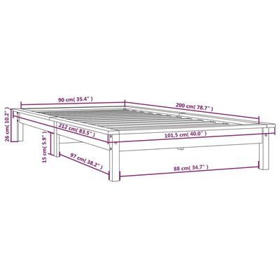 vidaXL Rám postele medově hnědý 90 x 200 cm masivní borovice