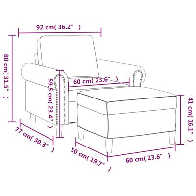 vidaXL Křeslo s podnožkou tmavě šedé 60 cm samet