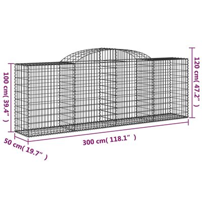 vidaXL Klenuté gabionové koše 4 ks 300x50x100/120cm pozinkované železo