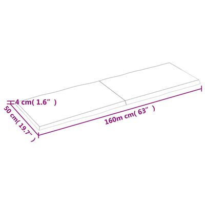 vidaXL Stolní deska hnědá 160x50x(2-4)cm ošetřený dřevo živá hrana