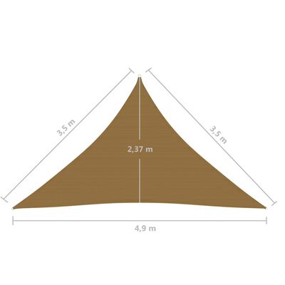 vidaXL Stínící plachta 160 g/m² taupe 3,5 x 3,5 x 4,9 m HDPE