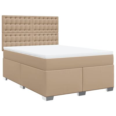 vidaXL Box spring postel s matrací cappuccino 140x200 cm umělá kůže