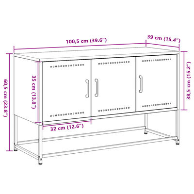 vidaXL TV skříňka růžová 100,5 x 39 x 60,5 cm ocel