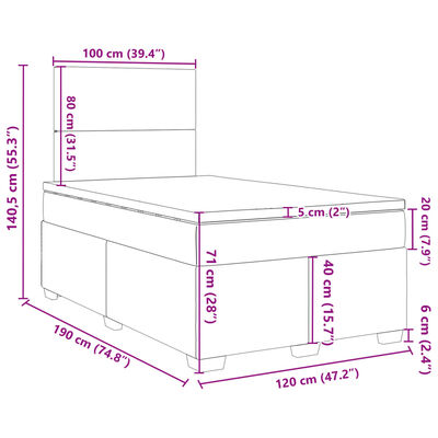 vidaXL Box spring postel s matrací světle šedá 120x190 cm samet