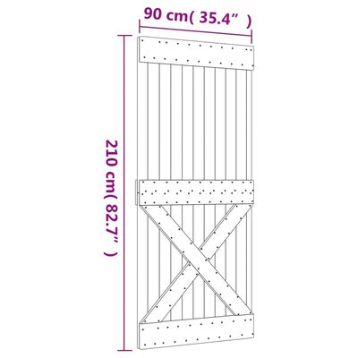 vidaXL Posuvné dveře s kováním 90 x 210 cm masivní borové dřevo