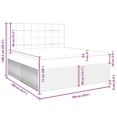 vidaXL Box spring postel s matrací světle šedá 180x200 cm samet