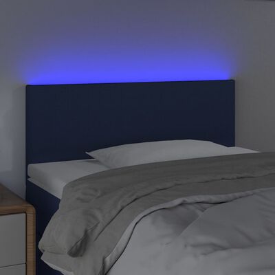 vidaXL Čelo postele s LED modré 80 x 5 x 78/88 cm textil