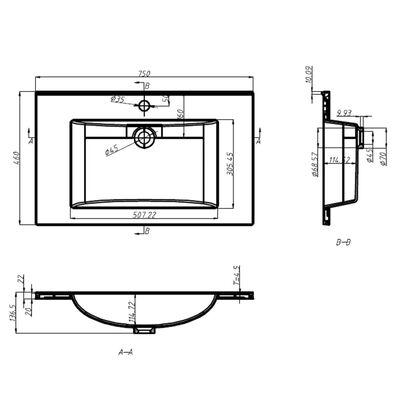 vidaXL Zabudované umyvadlo 750 x 460 x 130 mm SMC bílé