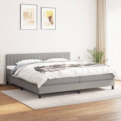 vidaXL Box spring postel s matrací světle šedá 200 x 200 cm textil