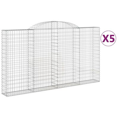 vidaXL Klenuté gabionové koše 5 ks 300x30x160/180cm pozinkované železo