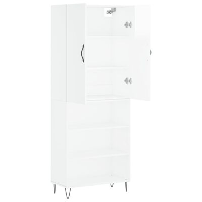 vidaXL Skříň highboard lesklá bílá 69,5 x 34 x 180 cm kompozitní dřevo