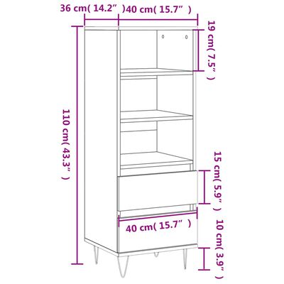 vidaXL Skříň highboard dub sonoma 40 x 36 x 110 cm kompozitní dřevo