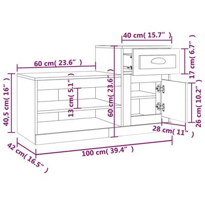 vidaXL Botník betonově šedý 100 x 42 x 60 cm kompozitní dřevo