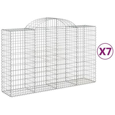 vidaXL Klenuté gabionové koše 7 ks 200x50x120/140cm pozinkované železo