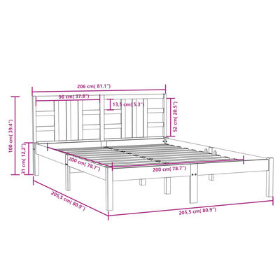 vidaXL Rám postele medově hnědý masivní dřevo 200 x 200 cm