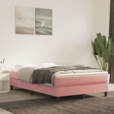 vidaXL Box spring postel s matrací růžová 120x190 cm samet