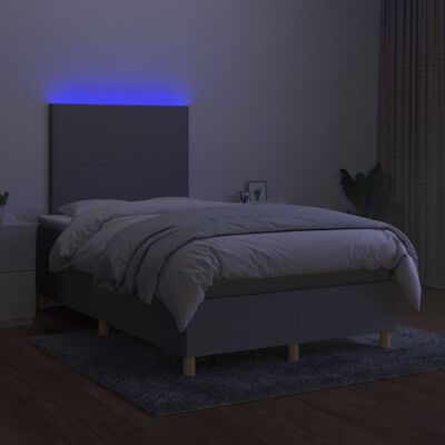 vidaXL Box spring postel s matrací a LED světle šedá 120x190 cm textil