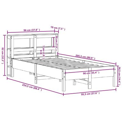 vidaXL Postel bez matrace bílá 90 x 200 cm masivní borovice