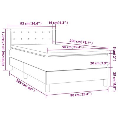 vidaXL Box spring postel s matrací bílá 90x200 cm umělá kůže