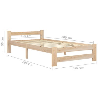 vidaXL Rám postele masivní borové dřevo 100 x 200 cm