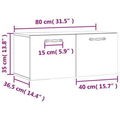 vidaXL Nástěnná skříňka hnědý dub 80 x 36,5 x 35 cm kompozitní dřevo