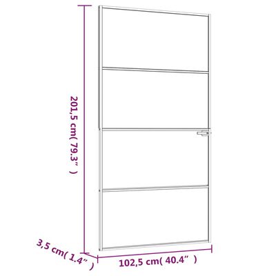 vidaXL Interiérové dveře bílé 102x201,5 cm tvrzené sklo a hliník úzké