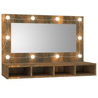 vidaXL Zrcadlová skříňka s LED kouřový dub 90 x 31,5 x 62 cm