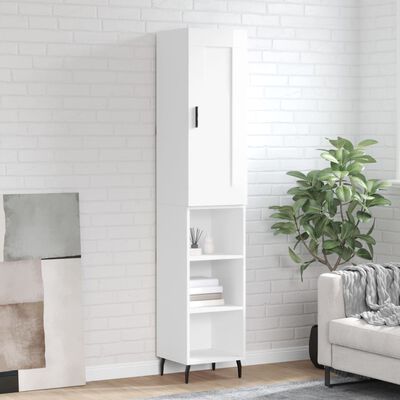 vidaXL Skříň highboard bílá s vysokým leskem 34,5x34x180 cm kompozit