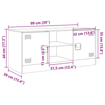 vidaXL TV skříňka bílá 99 x 39 x 44 cm ocel