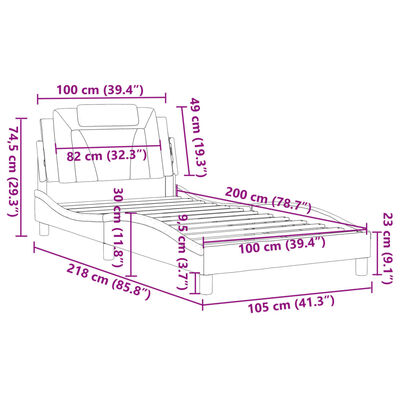 vidaXL Rám postele s čelem černý 100x200 cm umělá kůže