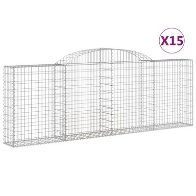 vidaXL Klenuté gabionové koše 15ks 300x30x100/120cm pozinkované železo