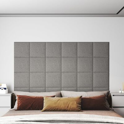 vidaXL Nástěnné panely 12 ks světle šedé 30 x 30 cm textil 1,08 m²