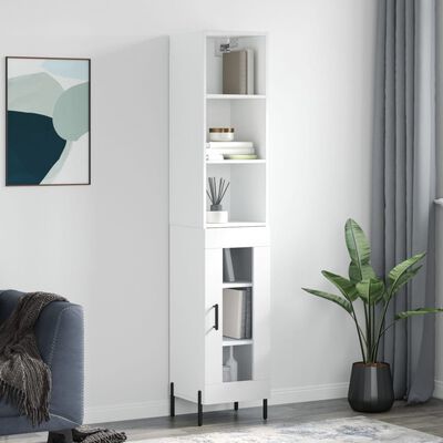 vidaXL Skříň highboard bílá s vysokým leskem 34,5x34x180 cm kompozit