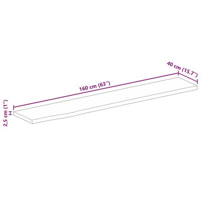 vidaXL Stolní deska 160x40x2,5 cm živá hrana hrubé mangovníkové dřevo