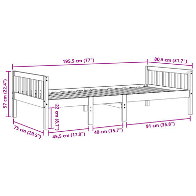 vidaXL Dětská postel bez matrace bílá 75 x 190 cm masivní borové dřevo