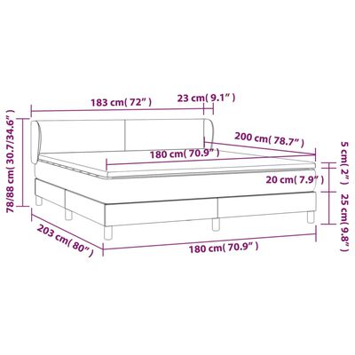 vidaXL Box spring postel s matrací černá 180x200 cm textil