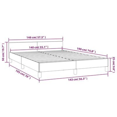 vidaXL Rám postele s čelem bílý 140x190 cm umělá kůže